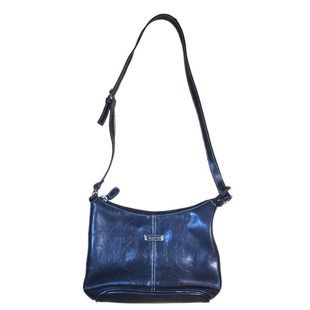 Rosetti Black Faux Leather Shoulder Bag Purse w/ Built-in Wallet Compartment